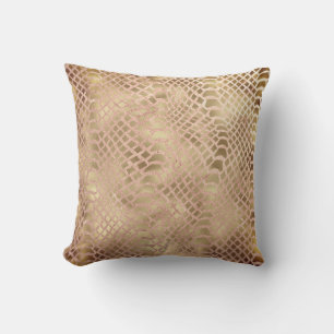 Coussin Safari Africain Faux Or Python Animal Peau Bronze