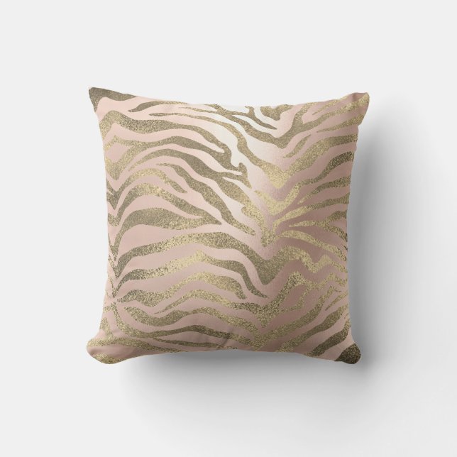 Coussin Safari Africain Sepia Rose Gold Zebra Animal Skin (Recto)