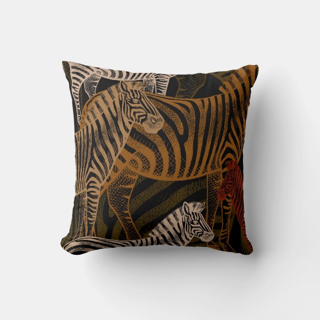 Coussin Safari africain : Zebra Vintage Design (Recto)