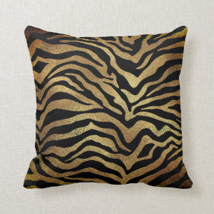 Coussin Safari African Gold Glam Zebra Animal Skin Black