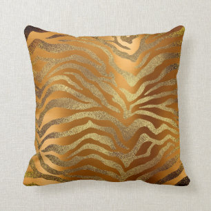 Coussin Safari African Gold Glam Zebra Animal Skin Mustard
