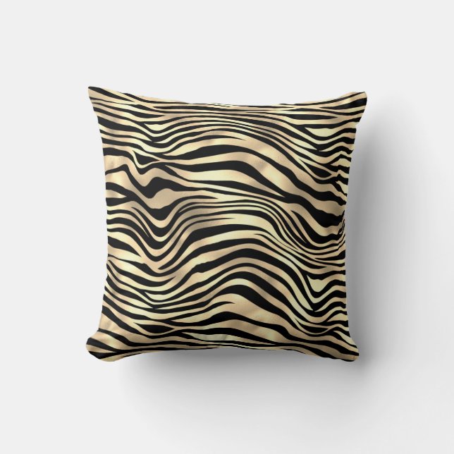 Coussin Safari African Gold Glam Zebra Animal Skin Sepia (Recto)