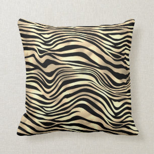 Coussin Safari African Gold Glam Zebra Animal Skin Sepia
