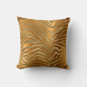 Coussin Safari African Steel Gold Glam Zebra Animal Skin