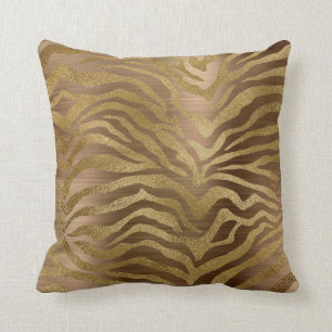 Coussin Safari African Steel Gold Glam Zebra Animal Skin