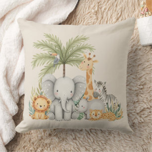 Coussin Safari Animalier Fantaisiste Aquarelle