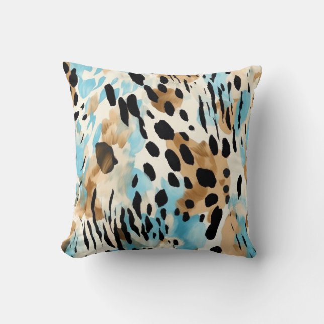 Coussin Safari Animaux à la fourrure imprimé Motif bleu et (Recto)