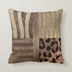 Coussin Safari Chic Jungle Félin Doré Moderne Étincelle