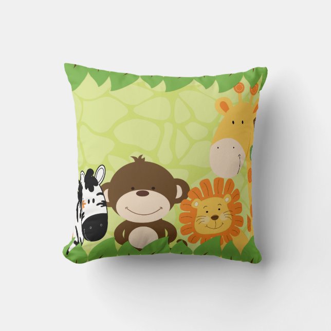 Coussin Safari de la jungle brillante (Recto)