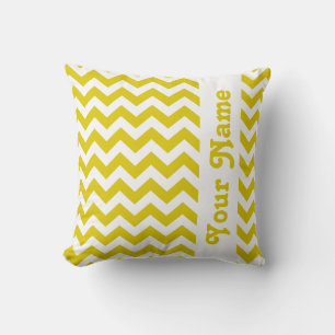 Coussin Safari d'or Chevron de pavot avec le texte fait