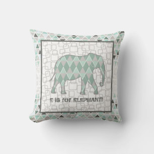 Coussin Safari Elephants Baby Boy Géométrique Imprimer Mod