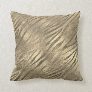 Coussin Safari Gold Zebra Animal Skin Sepia Glass Metallic