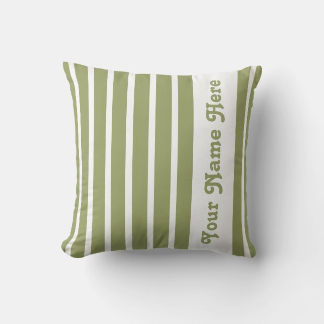Coussin Safari Green Stripe avec nom (Recto)