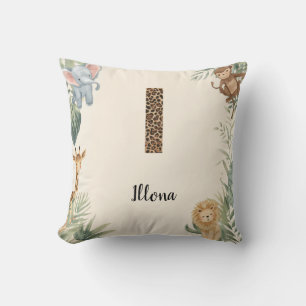 Coussin Safari Jungle Nom Personnalisé Monogramme I Décora