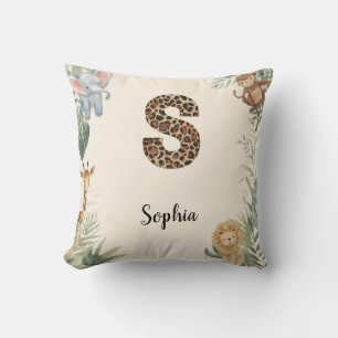 Coussin Safari Jungle Nom Personnalisé Monogramme S Nurser