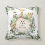 Coussin Safari sauvage mignonne Jungle Animaux Verdure rus<br><div class="desc">Coussin à thème safari mignon avec d'adorables animaux de la jungle et une végétation botanique rustique. Personnalisez le coussin avec le nom de votre enfant et le monogramme / initial.</div>