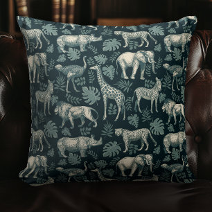 Coussin Safari vintage Animaux africains