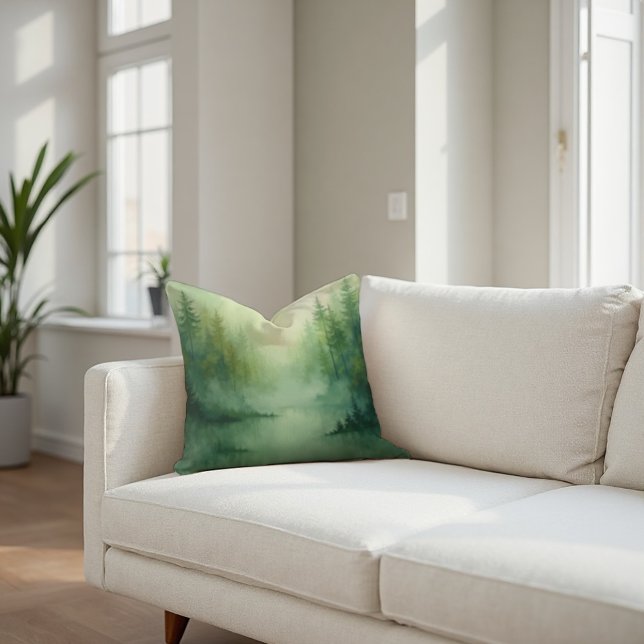 Coussin Sage Abstrait - biologique moderne (Cozy Misty Sage Abstract Pillow: Ethereal & Tranquil Home Accent.)