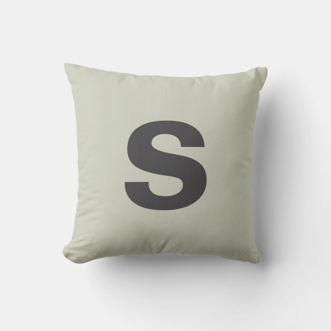 Coussin Sage blanc initial du monogramme personnalisé (Recto)