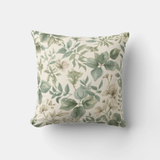 Coussin Sage botanique serein vert et crème