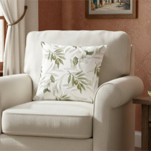 Coussin Sage Éternel Olive Aquarelle Chic