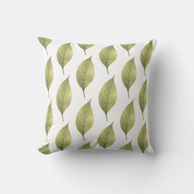 Coussin Sage Feuilles Chuchotantes (Recto)