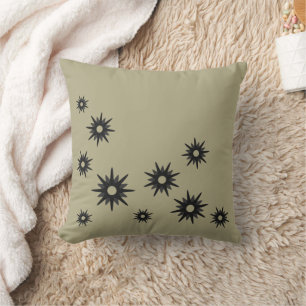 Coussin Sage Green & Black Starburst Design