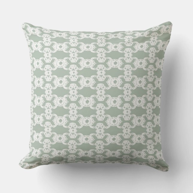 Coussin Sage Green Damask (Recto)
