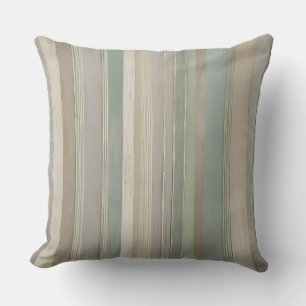 Coussin Sage Green Dusty Blue Taupe Grey Farmhouse Stripe