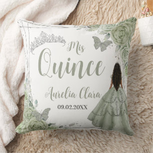 Coussin Sage Green Floral Brown fille Argent 15 Quinceañer
