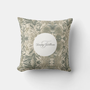 Coussin Sage Green Floral Élégant