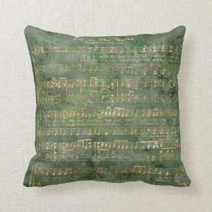 Coussin Sage Green Gold Musique de Noël Joy Au Monde