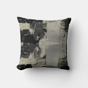 Coussin Sage Green Gris Noir Artistique Abstrait Colorbloc