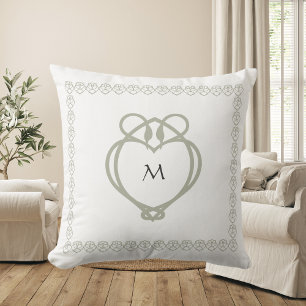 Coussin Sage Green Irlandais Celtic Swan Love Knot Monogra
