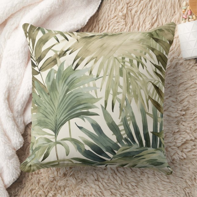 Coussin Sage Green Jungle Palme feuille (Couverture)