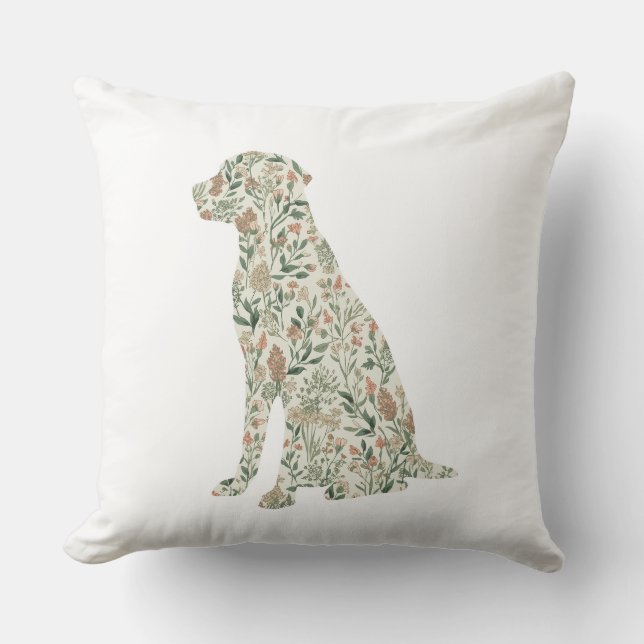 Coussin Sage Green Labrador Retriever Wildflower Cottage (Recto)