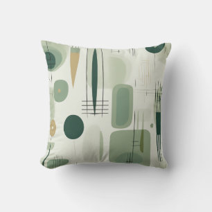 Coussin Sage Green Mid Century Moderne Abstrait