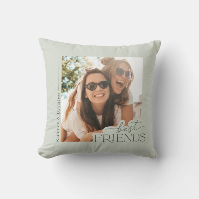 Coussin Sage Green Typographie Moderne Photo des Meilleure (Recto)
