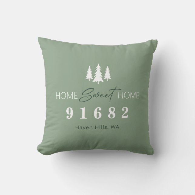 Coussin Sage Home Sweet Home Photo Code postal (Recto)