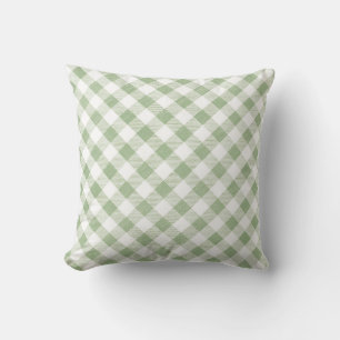 Coussin Sage naturel rustique En vichy Plaid