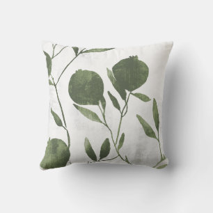 Coussin Sage Olive Vert Botanique Grenade Minimaliste