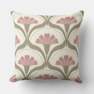 Coussin Sage & Rose Floral Throw Pillow