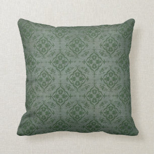Coussin Sage rustique vert et Damas d'eau douce