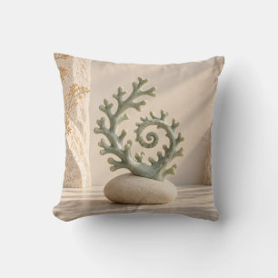 Coussin Sage Spirale Corail Minimaliste Nature morte Côtiè