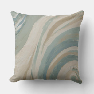 Coussin Sage Vert Bleu Canard Crème Tan Vagues Côtières
