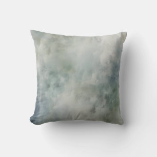 Coussin Sage Vert Bleu Poussiéreux Blanc Aquarelle Abstrai