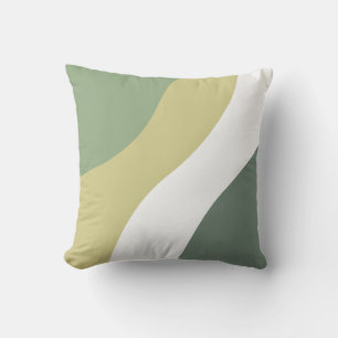 Coussin Sage Vert, Brown clair, Vague blanche