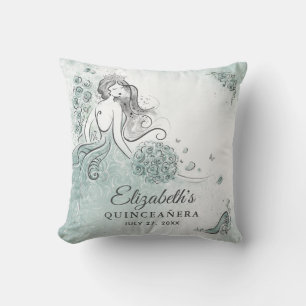 Coussin Sage Vert Clair Turquoise Vert de Mer Quinceanera