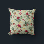 Coussin Sage Vert hiver Botanique Verdure Bow Motif<br><div class="desc">Cette collection présente d'élégantes aquarelles vertes,  des guirlandes festives et des accents dorés pour un look de vacances intemporel.</div>