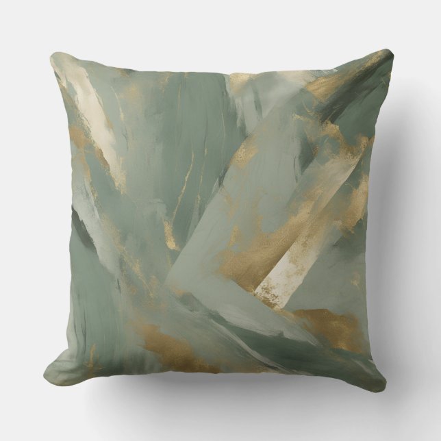 Coussin Sage Vert or couleur beige (Recto)